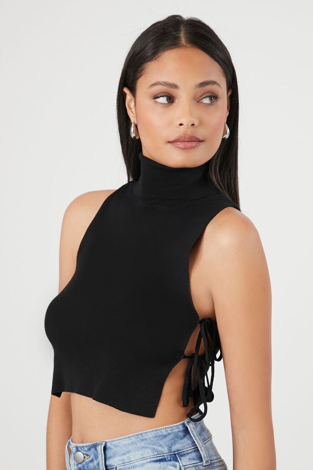 Sweater-Knit Turtleneck Crop Top